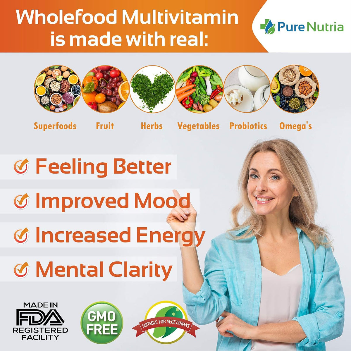 PureNutria Whole Food Multivitamin & Minerals with Probiotic Enzymes – 120 Tablets for Women and Men - görsel 5