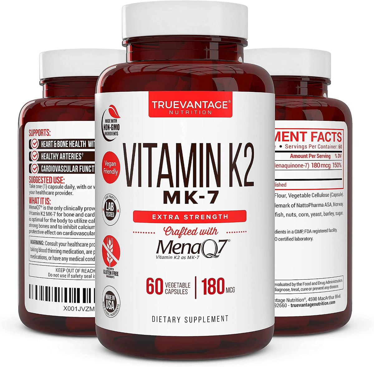Vitamin K2 MK-7 Supplement 180mcg – MenaQ7 for Bone Health & Normal Blood Clotting, 60 Veggie Capsules - görsel 5
