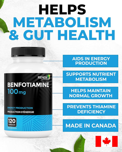 Renew Actives Benfotiamine 100mg – Vitamin B1 Supplement for Energy & Nerve Health