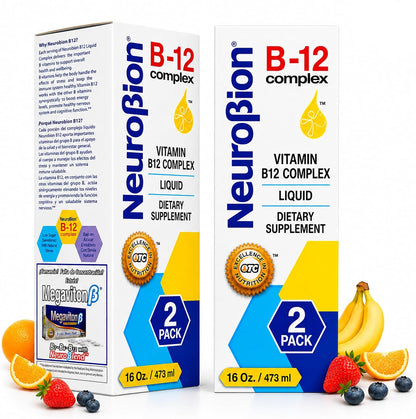 Neurobion Vitamin B12 Complex – Liquid B-Complex Supplement – Citrus Flavour – 473 ml (2 Pack)