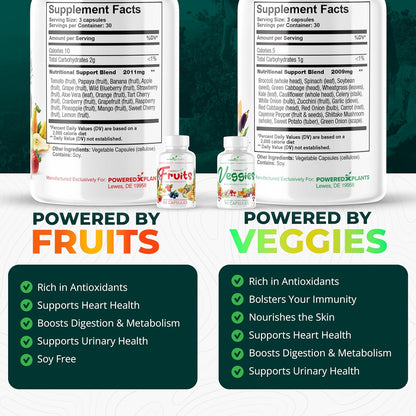 Fruits & Veggies Capsules - Natural Superfood Packed with Vitamins & Minerals - Fruit & Vegetable Supplements for Adults Pack of 6, 90 Capsules Each