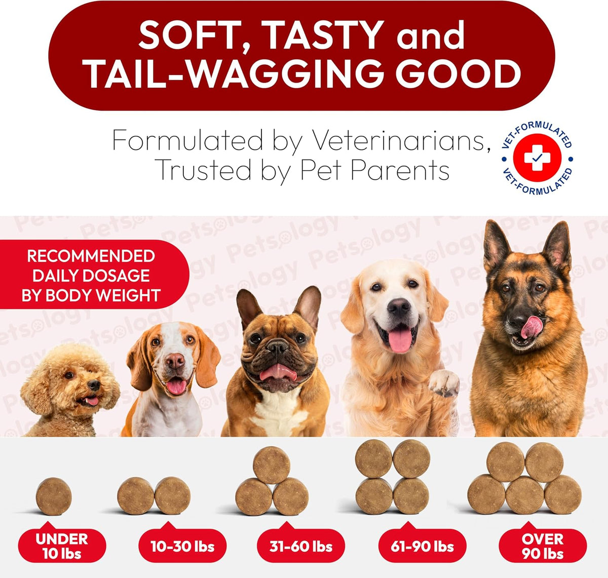 Petsology Dog UTI Treatment - 170 Cranberry Chews for Dogs - Urinary & Bladder Health Multivitamin with D-Mannose - görsel 8