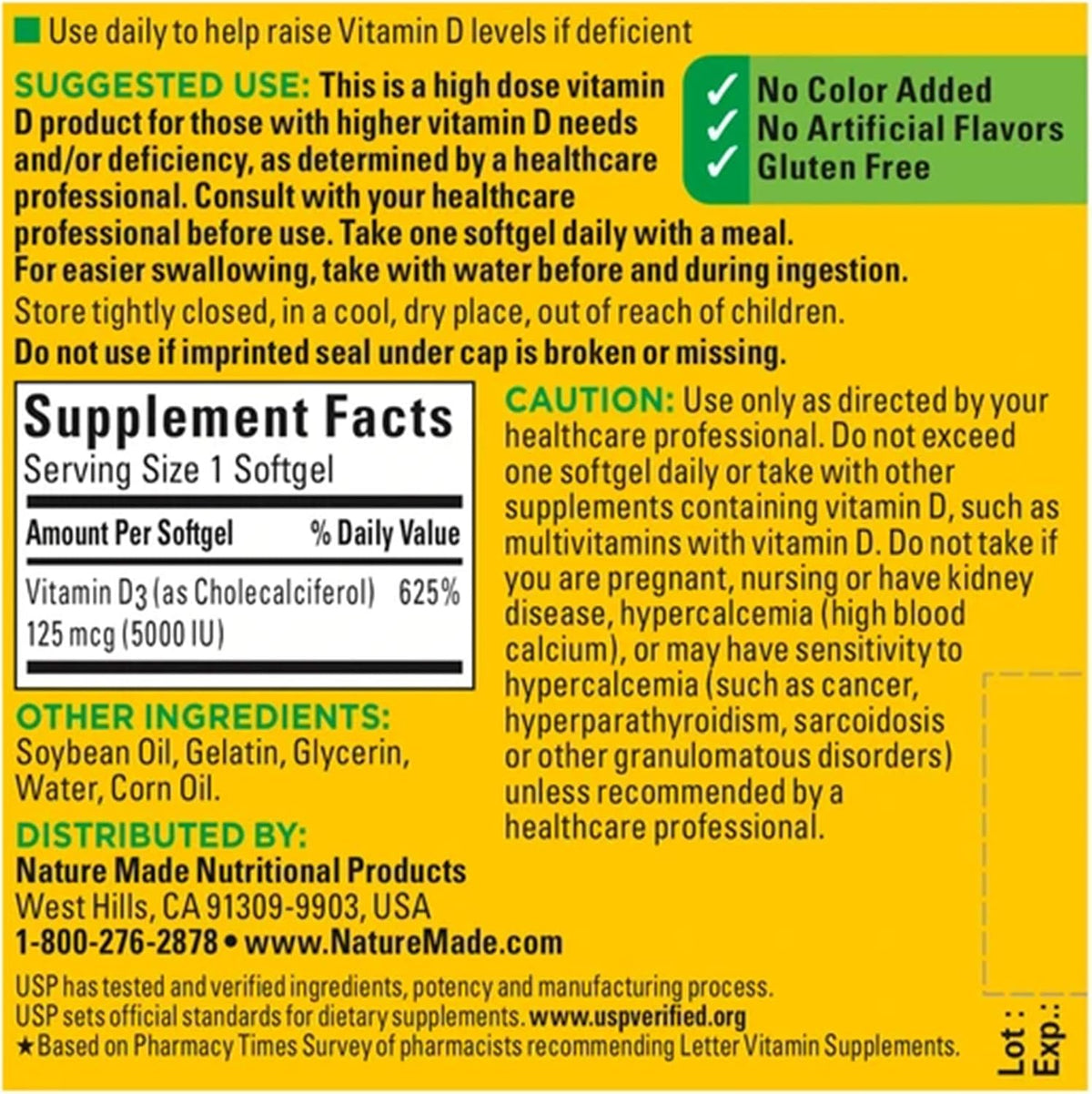 Nature Made Vitamin D3 5000 IU Softgels, 220 Count - görsel 4