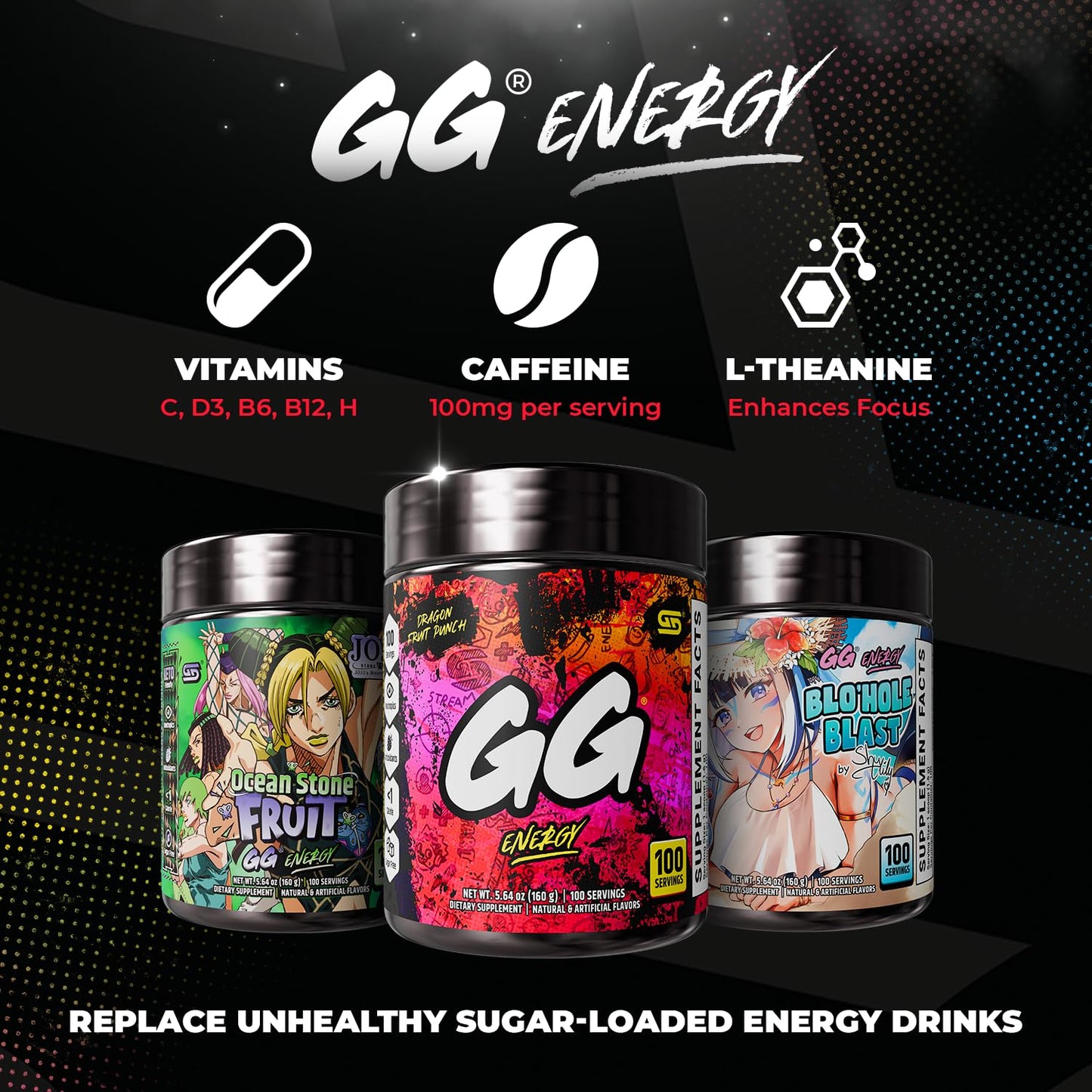 Gamer Supps GG Energy - Dragonfruit Punch (100 Servings) - Keto-Friendly Gaming Energy and Nootropic Blend, Sugar-Free + Organic Caffeine + Vitamins, Powdered Drink - görsel 6