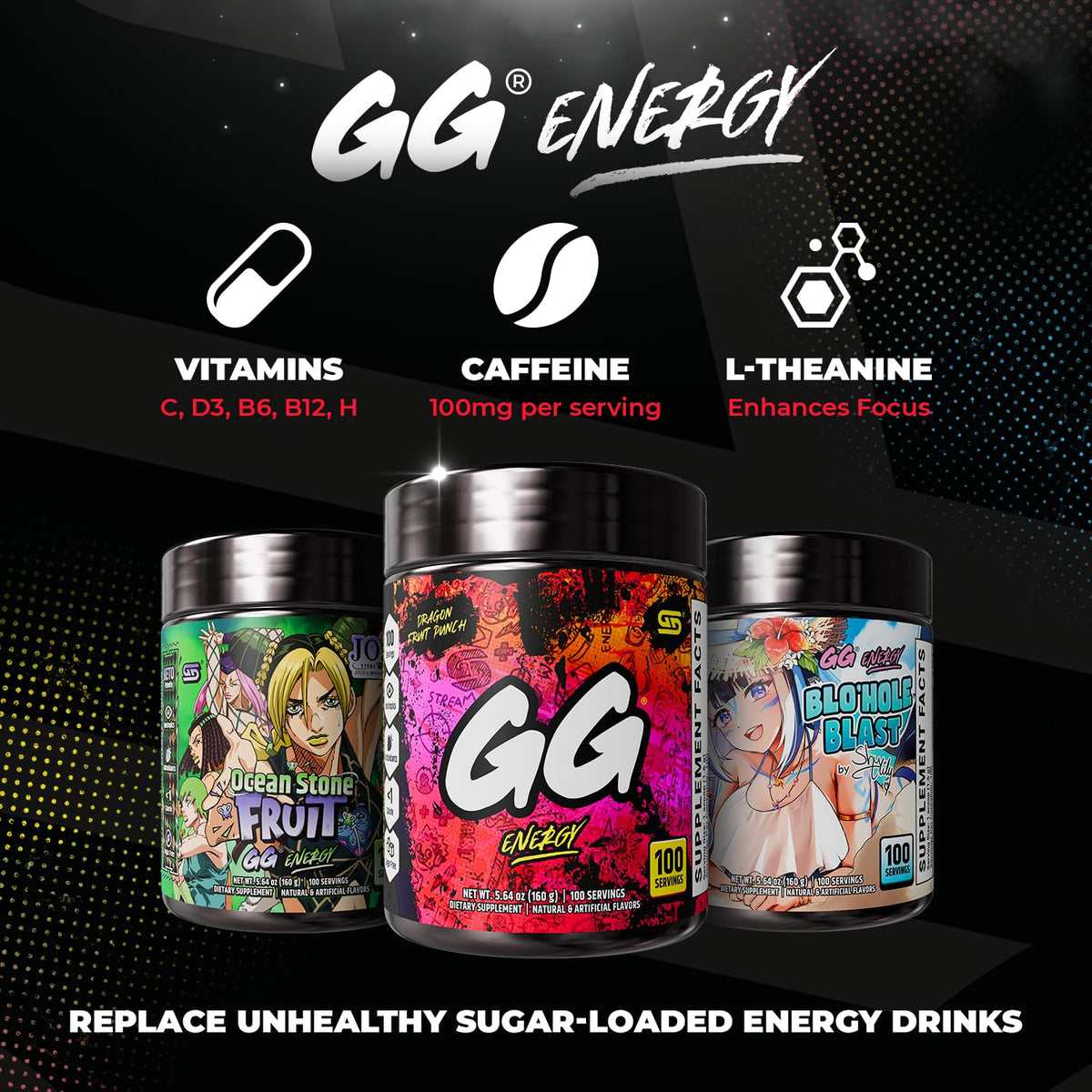 Gamer Supps GG Energy - Dragonfruit Punch (100 Servings) - Keto-Friendly Gaming Energy and Nootropic Blend, Sugar-Free + Organic Caffeine + Vitamins, Powdered Drink - görsel 6