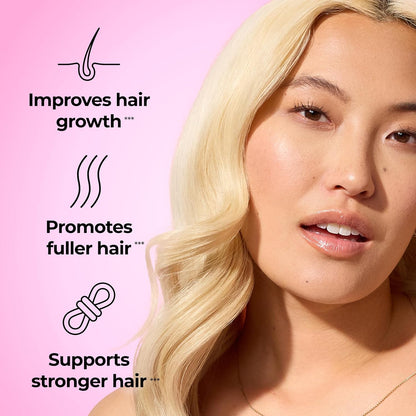 HUM Hair Strong Hair Support Gummies with Biotin, Zinc, Vitamin B12, Folic Acid - 60 Gummies