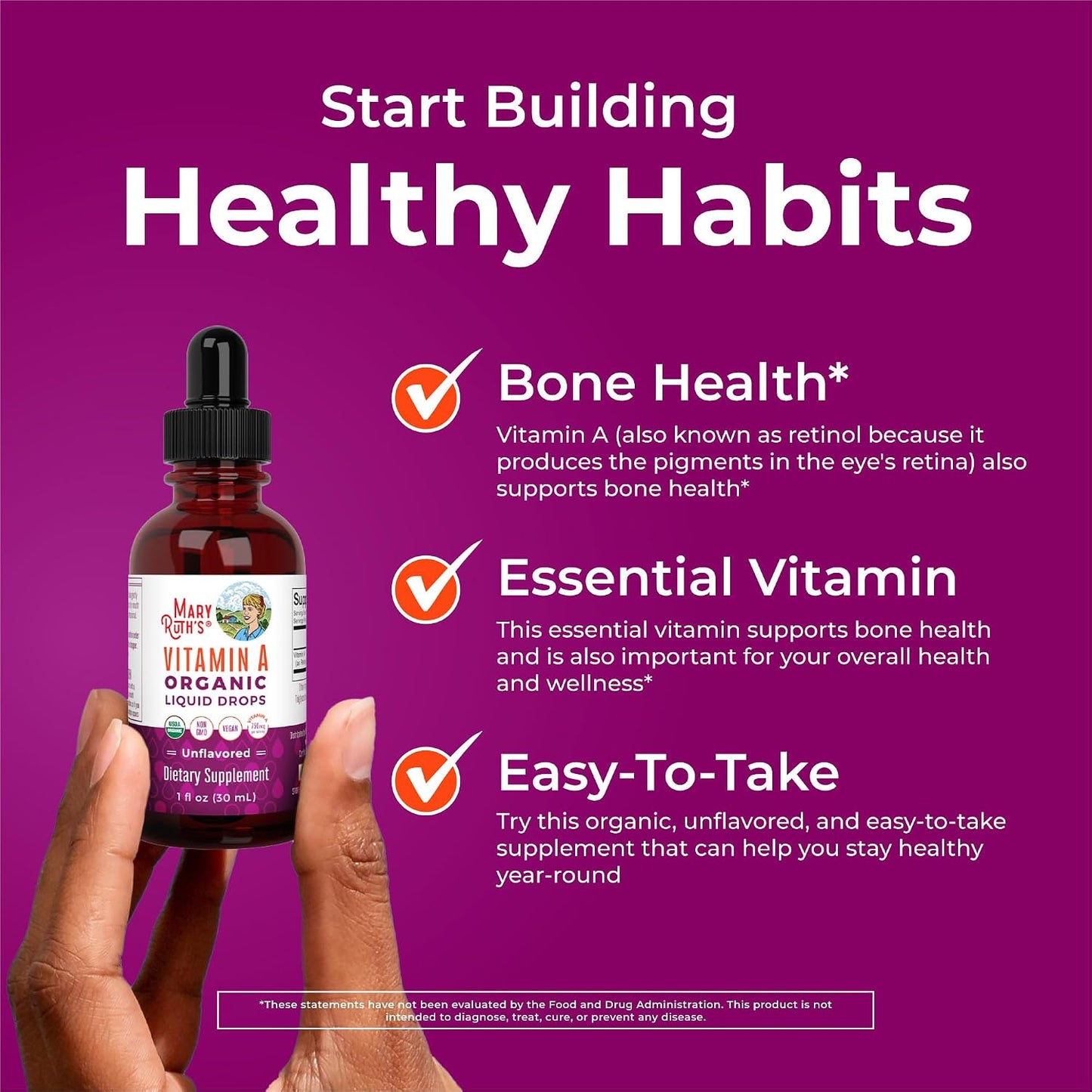 MARYRUTH'S Organics USDA Organic Vitamin A Liquid Drops, 1 oz - görsel 5