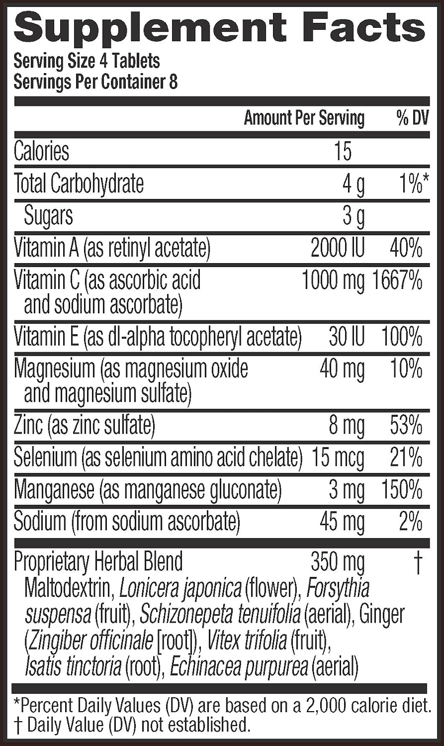 Airborne 1000mg Vitamin C Chewable Tablets with Zinc, Immune Support Supplement with Powerful Antioxidants Vitamins A C & E - 32 Chewable Tablets, Citrus Flavour - görsel 6
