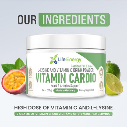 Life Energy High-Dose Vitamin C & L-Lysine Drink Mix - Passion Fruit & Lime, 210g
