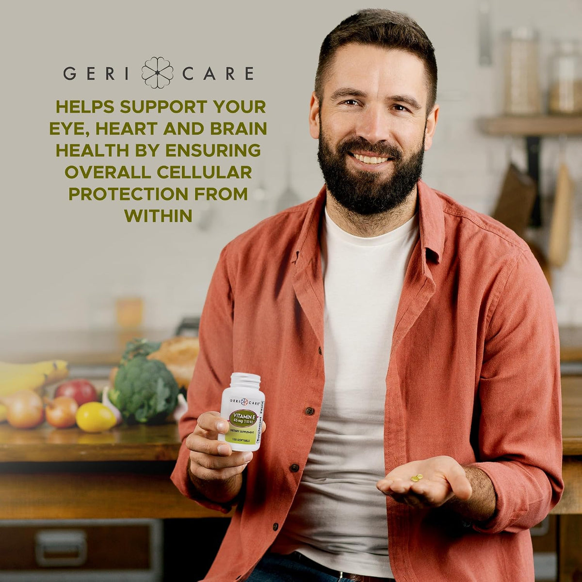 GeriCare High-Potency Vitamin E Capsules – 100 IU for Skin & Immune Support, 45mg | 100 Count - görsel 6