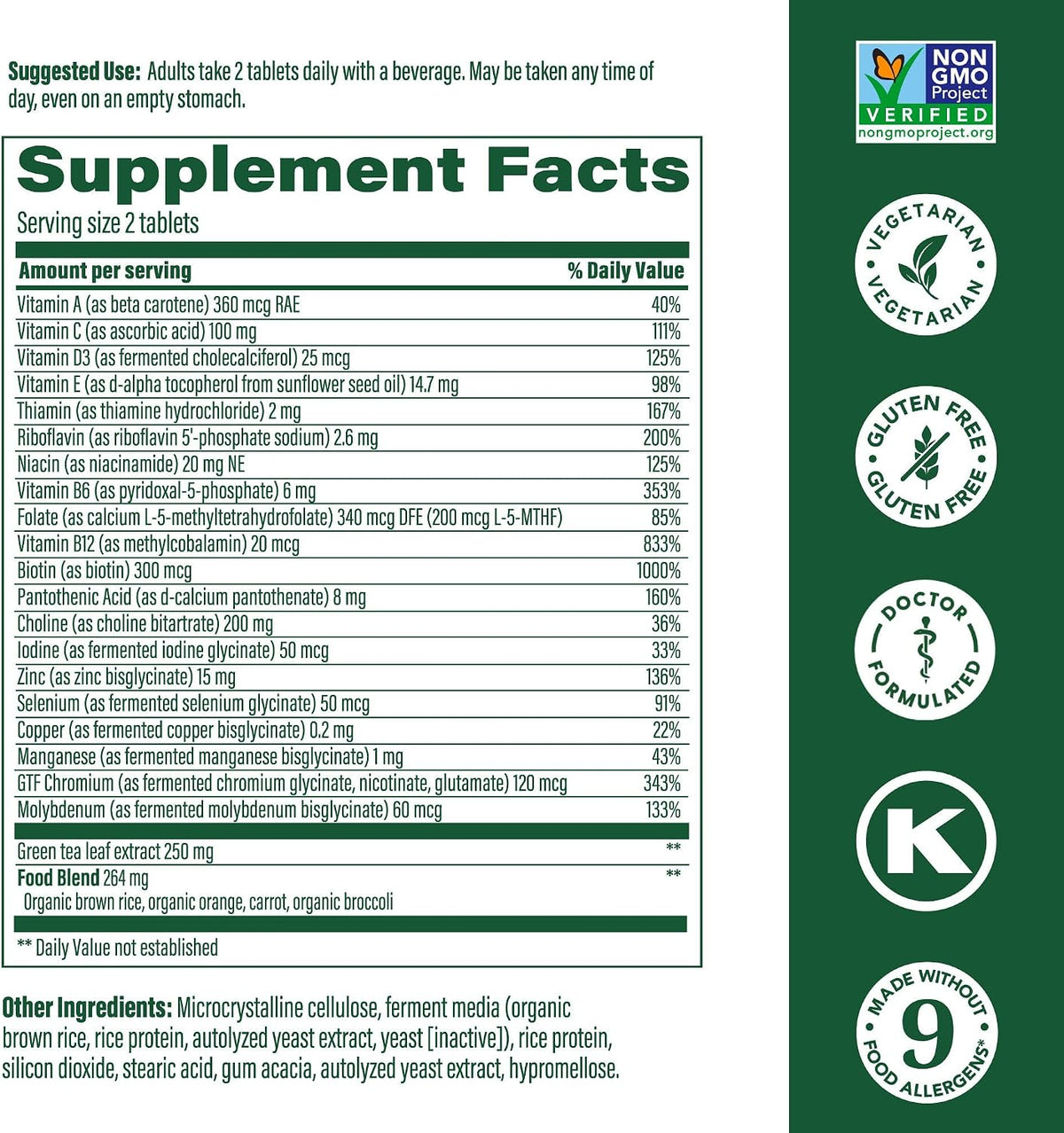 MegaFood Advanced Multivitamin for Women 55+ - 120 Tablets (60 Servings) - görsel 3
