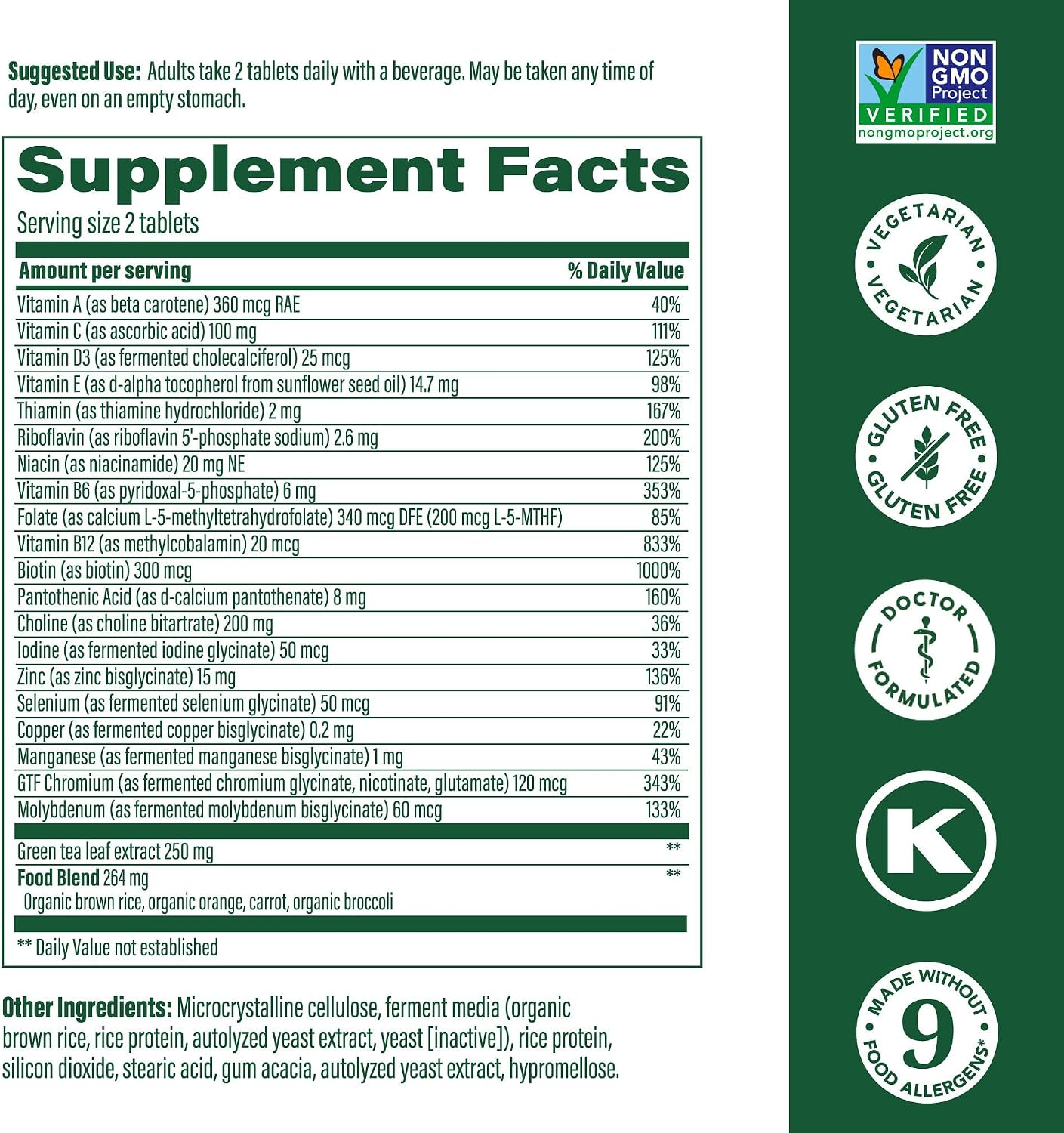 MegaFood Advanced Multivitamin for Women 55+ - 120 Tablets (60 Servings) - görsel 3