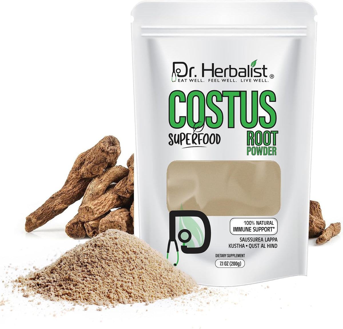 Dr. HERBALIST Costus Root Powder - 200g (Pure Saussurea costus) - görsel 1
