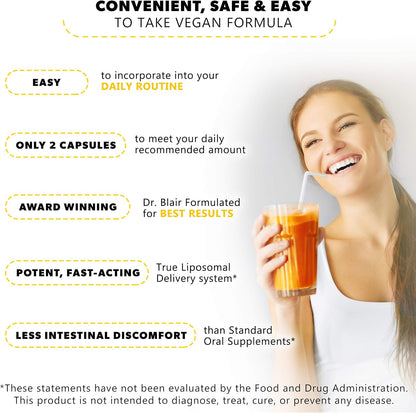 ATLANOVA True Liposomal Vitamin C 1000mg Capsules - Liposome Lab Formula (Vegan, Non-GMO, 120 Capsules)
