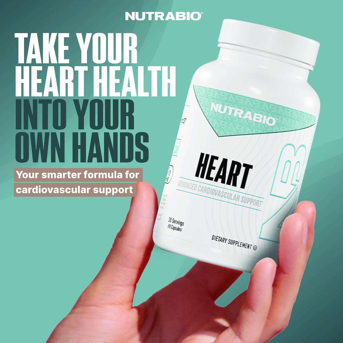 NutraBio Heart - Cardiovascular Supplement with Bergamonte, CoQ10, and Olive Leaf Extract - 90 Capsules - görsel 5