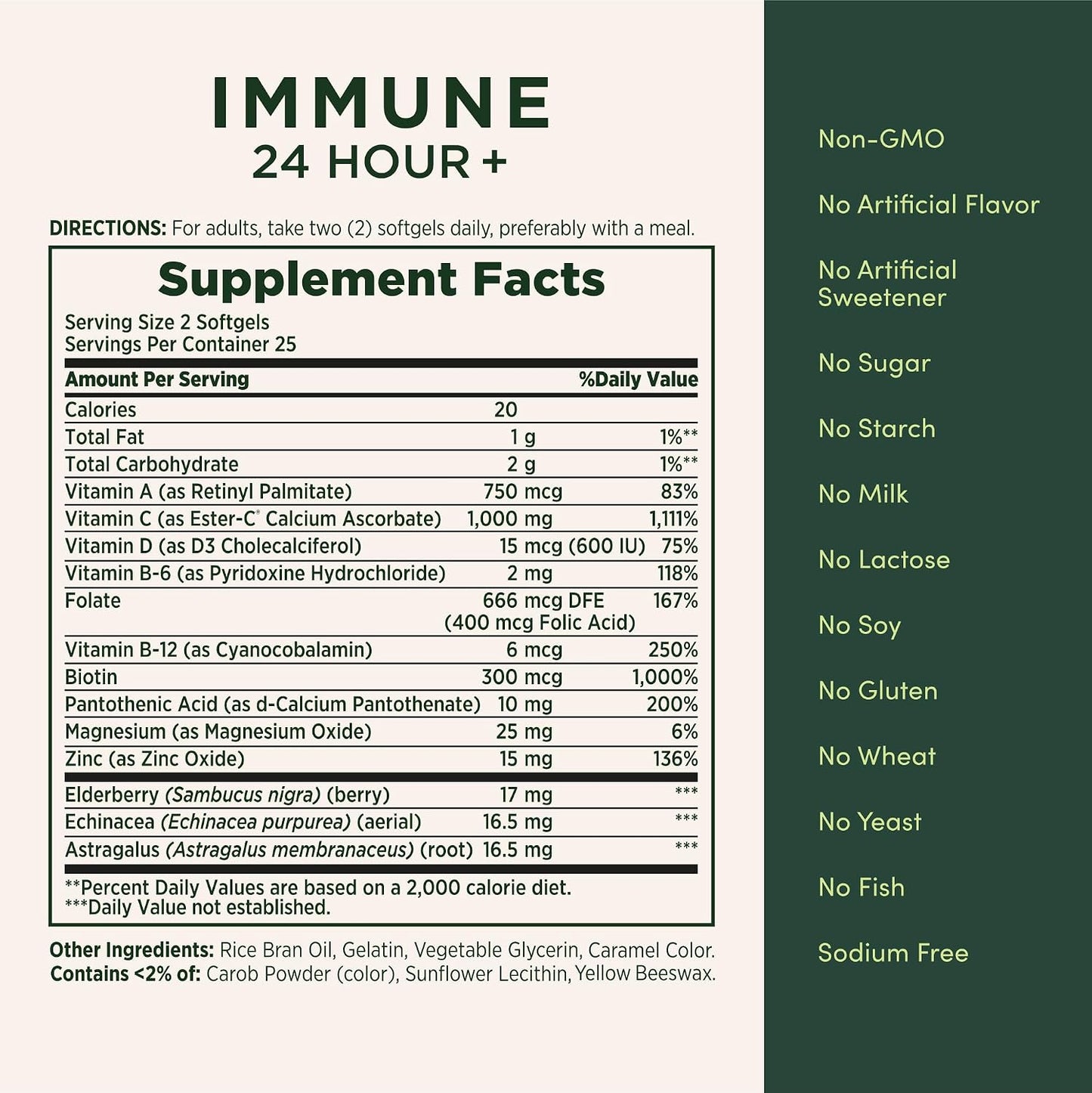 Nature's Bounty Immune 24 Hour +, Ester-C 1000 mg with Vitamin D & Zinc, Rapid Release Softgels, 50 Count - görsel 5