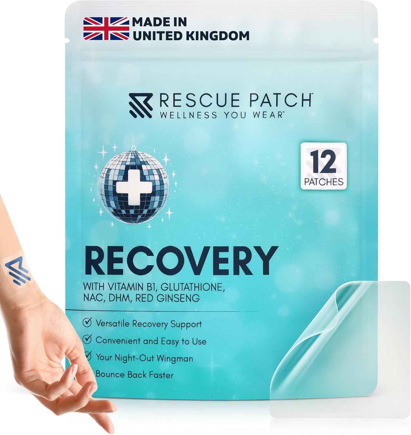 Rescue Patch Morning Vitality & Energy Patches – Day & Night Support with Vitamin B1 & Glutathione (12 Pack) - görsel 1