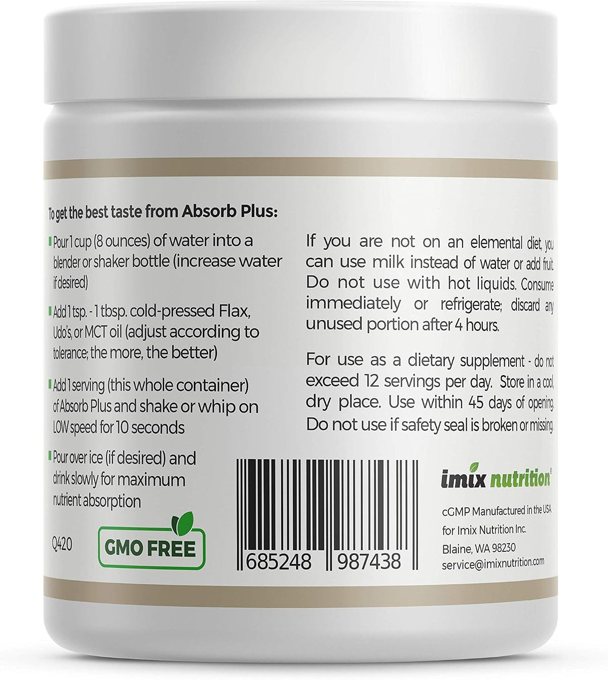 Absorb Plus Elemental Shake – Simply Vanilla (100 g) - görsel 2