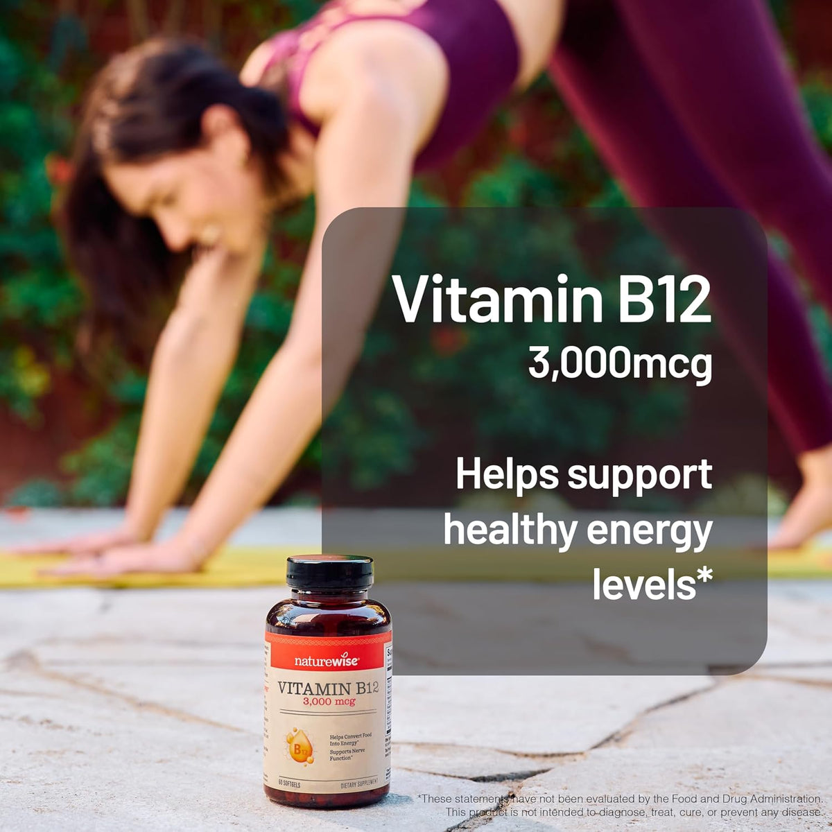 NatureWise Vitamin B12 3000 mcg - High Strength - Food Supplement for Energy, Mental Clarity and Nervous System Support - Easy-to-Swallow, Soya and Gluten-free, Non-GM - 60 Soft gel capsules - görsel 2