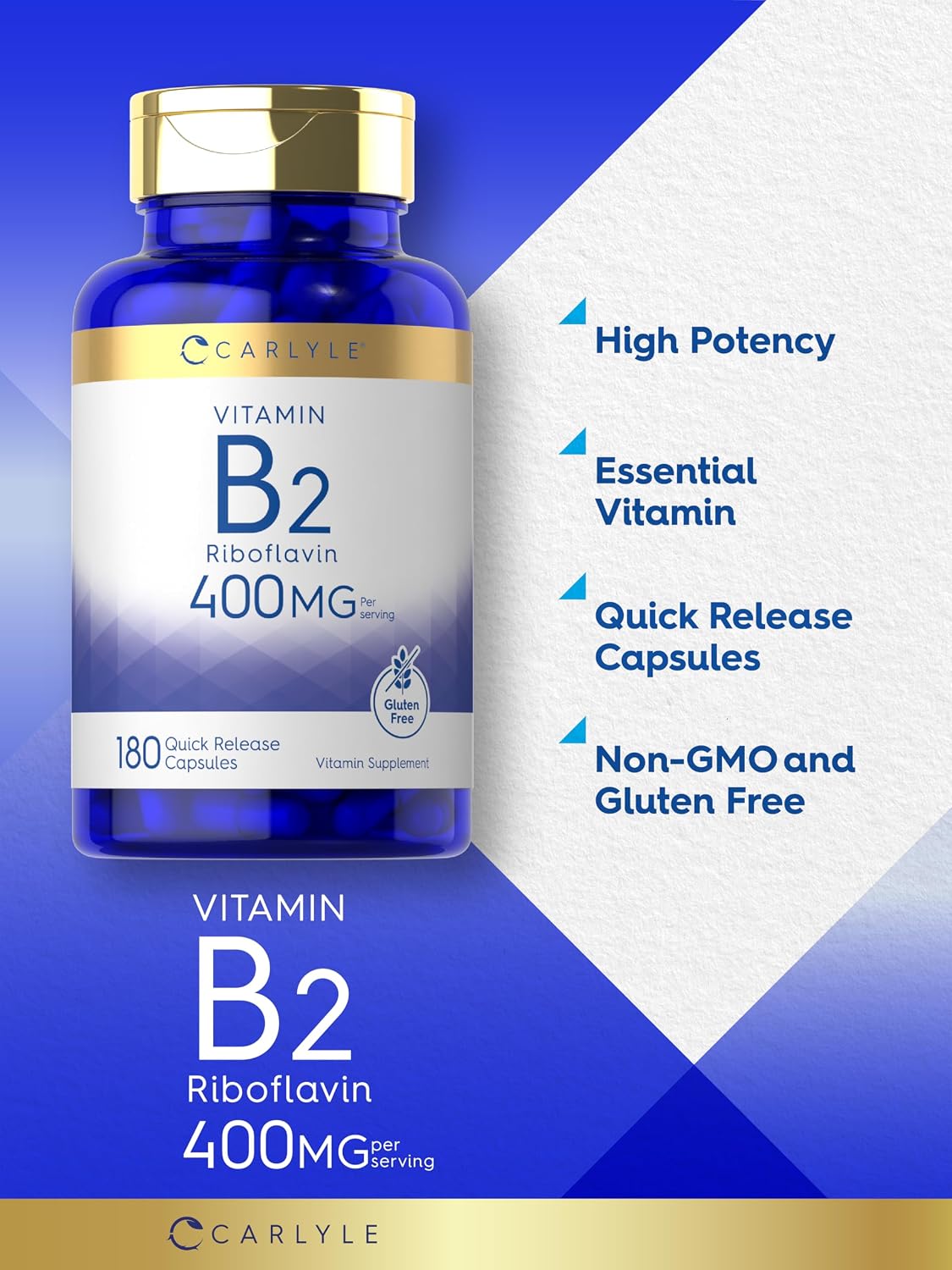 Carlyle Vitamin B-2 400mg | Riboflavin Food Supplement | 180 Capsules - görsel 4