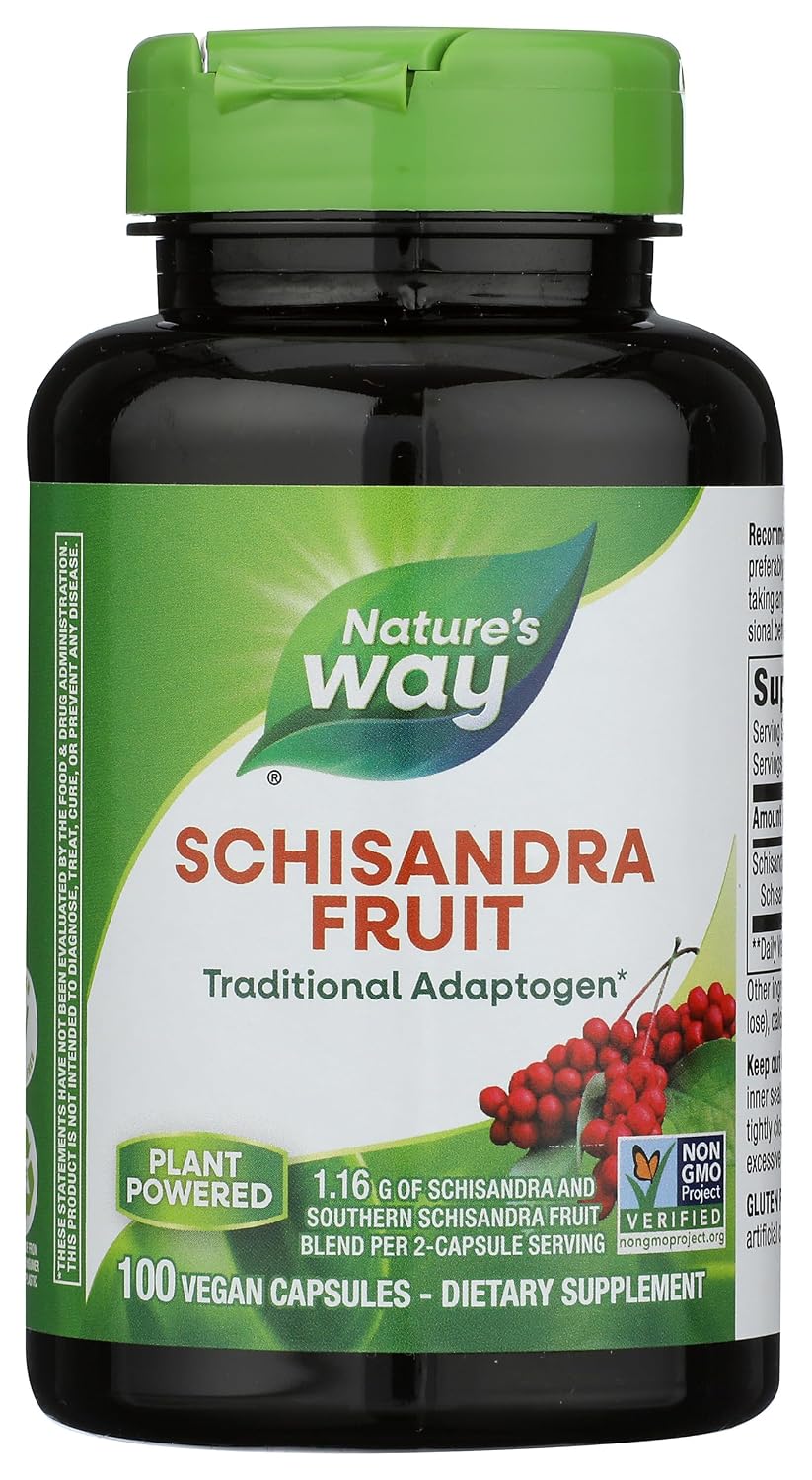 Nature's Way Schisandra Fruit, 1,160 mg per Serving, 100 Vegetarian Capsules - görsel 1