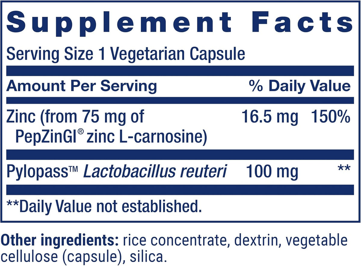 Life Extension Gastro-Ease, Zinc L-Carnosine & Pylopass Probiotic, 60 Capsules - görsel 3
