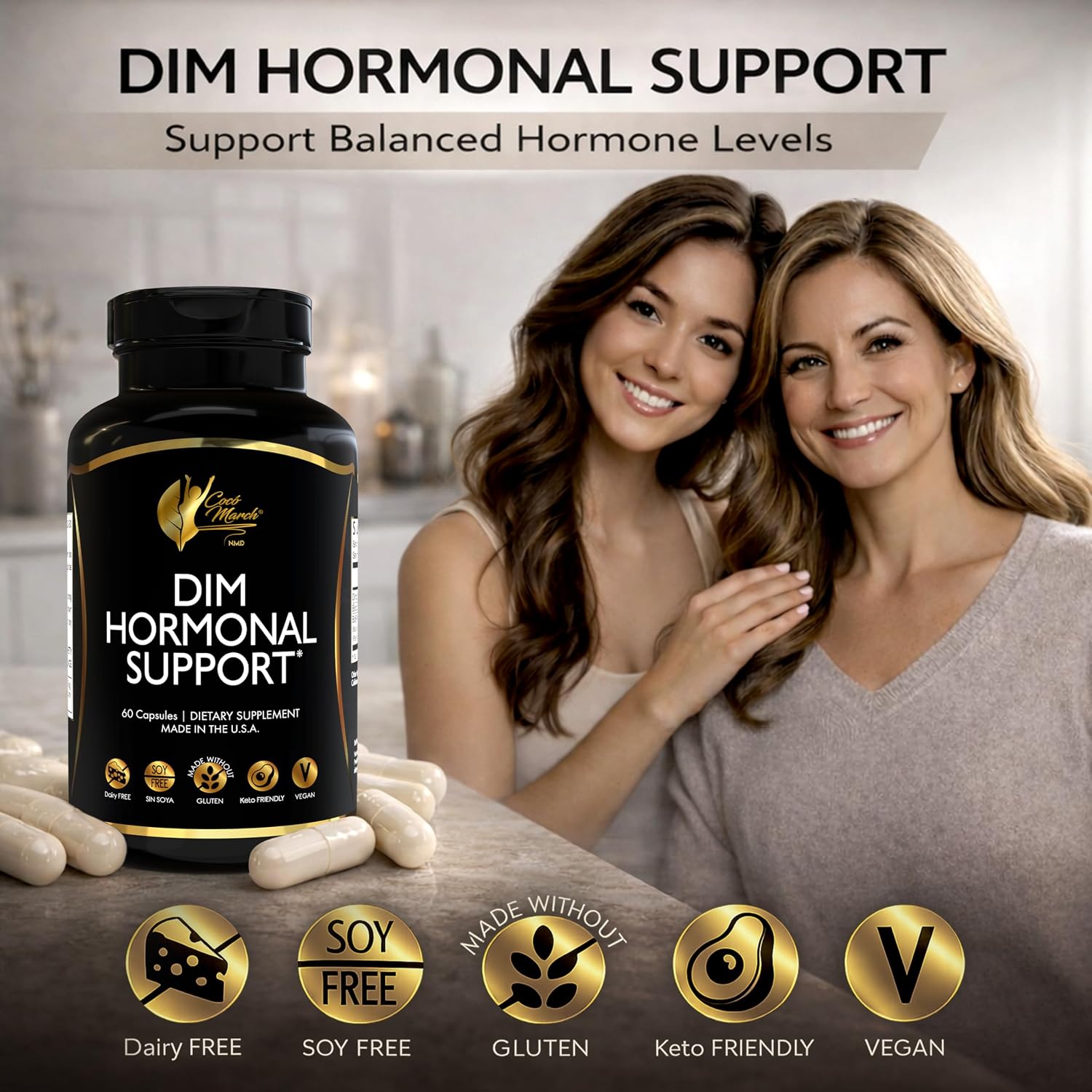 Cocó March DIM Supplement for Women – Supports Hormonal Balance, Skin care & Natural Oestrogen Metabolism – Detox & Cell Health – Gluten-free, Soya Free, Dairy-free, Vegan & Keto Friendly – 60 Capsules - görsel 6