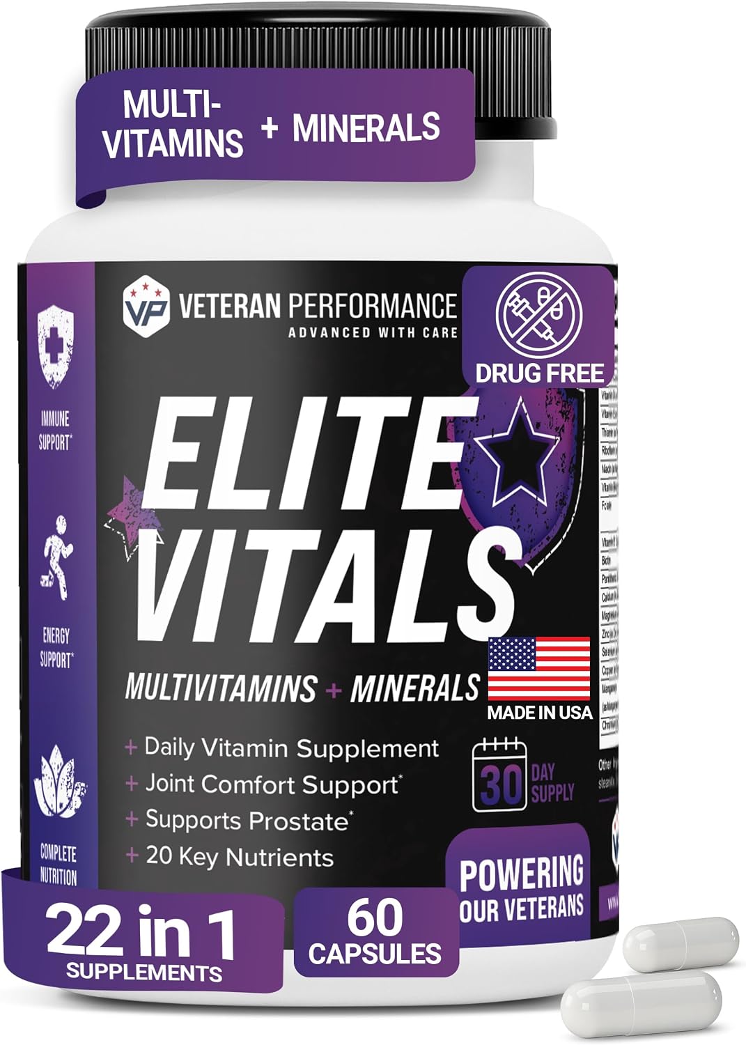 Elite Vitals Men's Daily Multivitamin – 60 Capsules - görsel 1