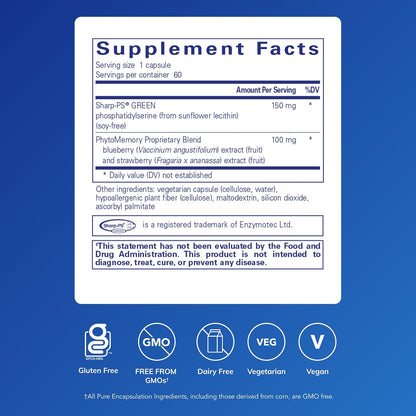 Pure Encapsulations PS Plus – Hypoallergenic Cognitive Support with Phosphatidylserine and Antioxidants (60 Capsules)
