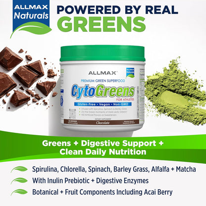ALLMAX CytoGreens Super Greens Powder, Acai Berry Green Tea, 30 Servings