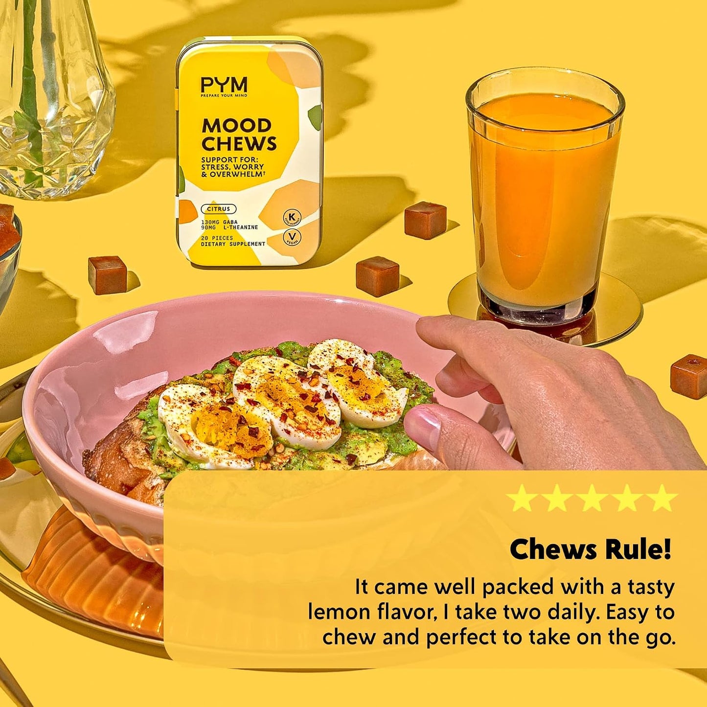 PYM Citrus Mood Chews - Stress Support Supplement with GABA & L-Theanine, 20 Chews - görsel 6