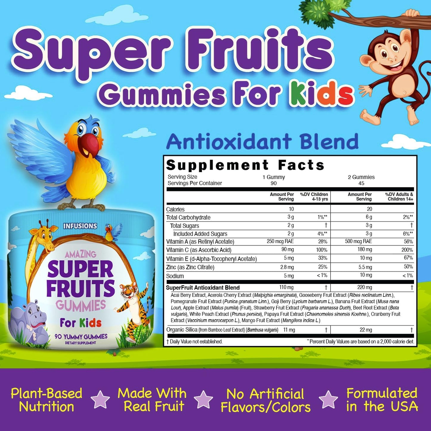 Infusions Super Fruit Gummies for Kids – Antioxidant Blend – 90 Count - görsel 6