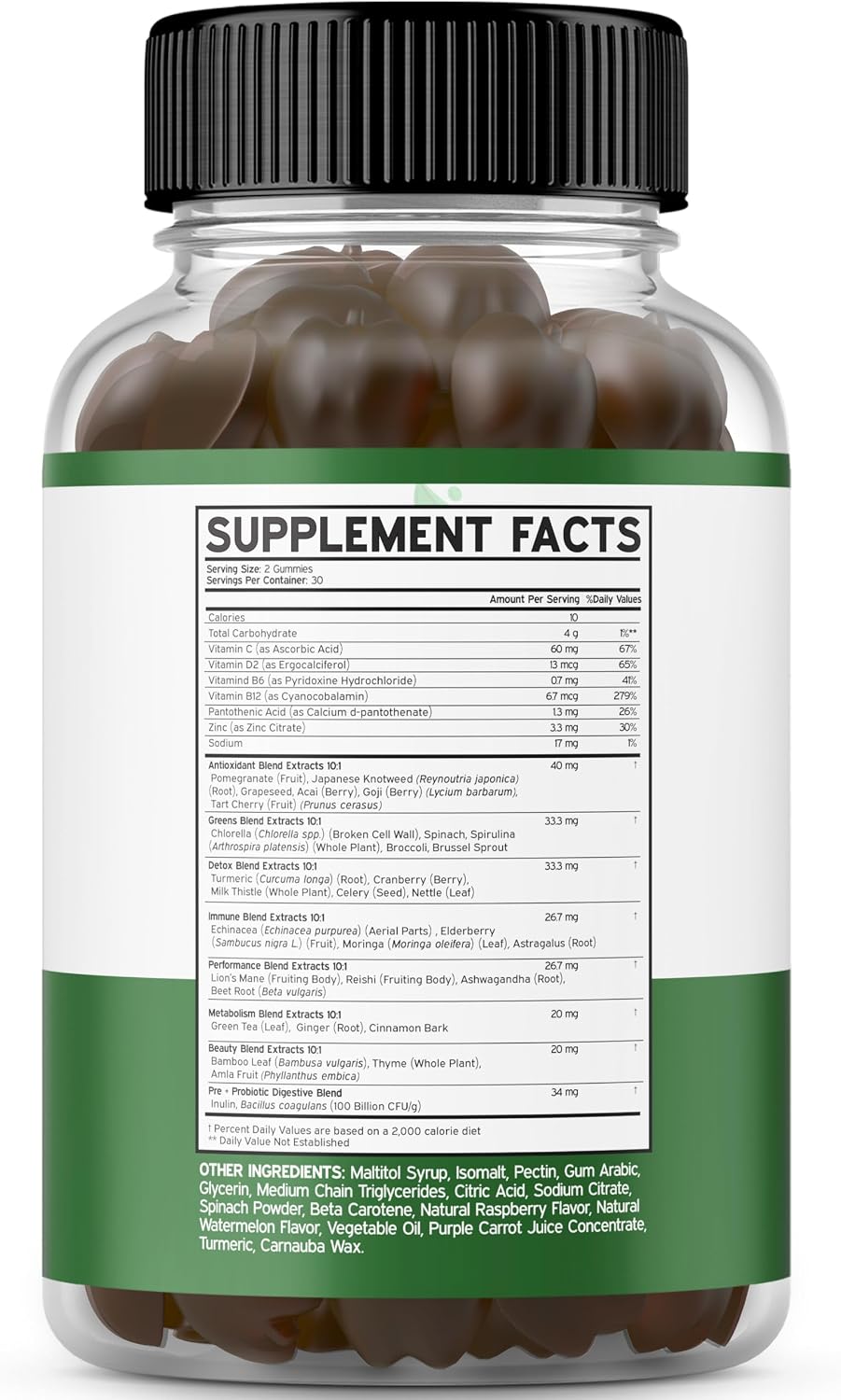 Fruit and Veg Supplement Gummies (120 Count) - Sugar-Free Superfood Blend for Adults - görsel 3