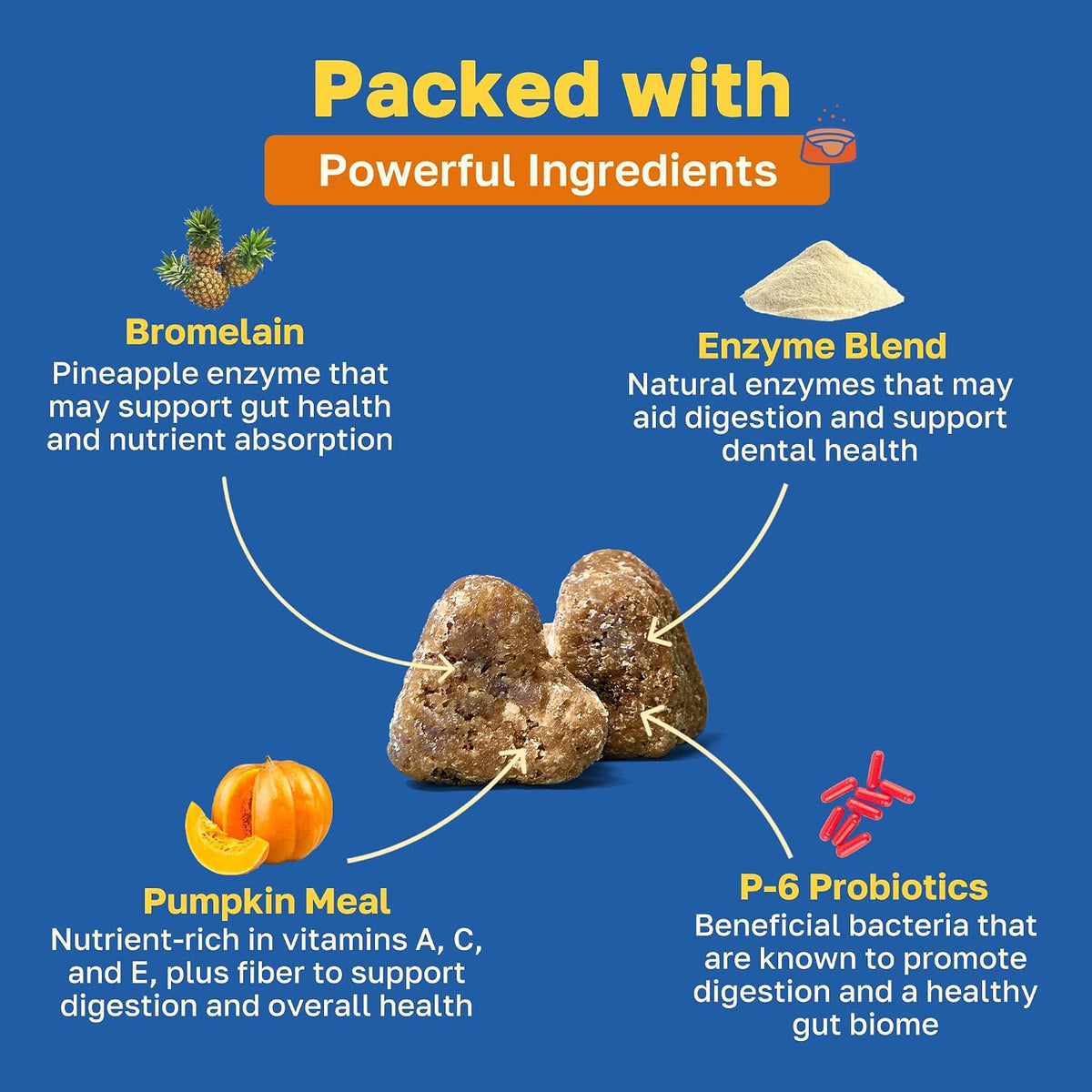 Happy Paws No Poo Chews for Dogs - Coprophagia Deterrent with Probiotics, Pumpkin & Enzymes - Beef Flavour, 200 Count - görsel 3