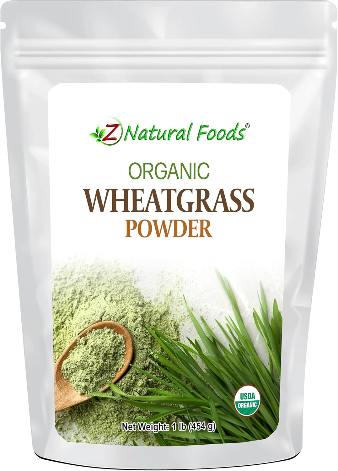 Z Natural Foods Organic Wheatgrass Powder - Green Superfood, 454 g (87 Servings) - görsel 1