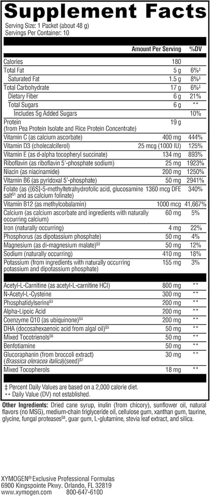 XYMOGEN BrainSustain - 19 g Pea & Rice Protein - Support Brain Health & Function - Gluten-Free, Dairy-Free & Non-GMO - Vanilla Delight Flavour - 10 Servings