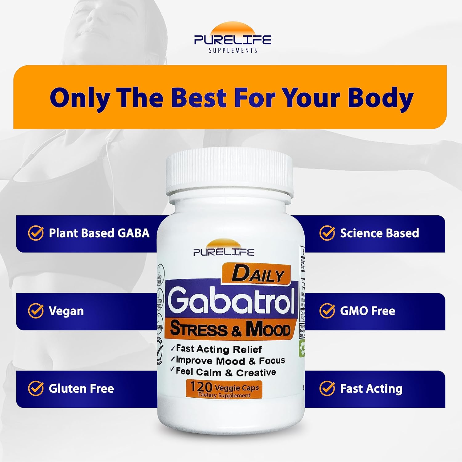 Gabatrol Daily – Plant Based GABA Supplement. Vegetarian and Vegan Friendly (120 Veggie Caps) - görsel 9