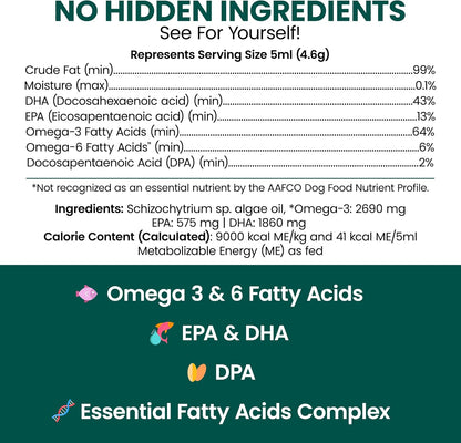 Chew + Heal Labs Vegan Omega-3 Oil for Dogs - 225 ml