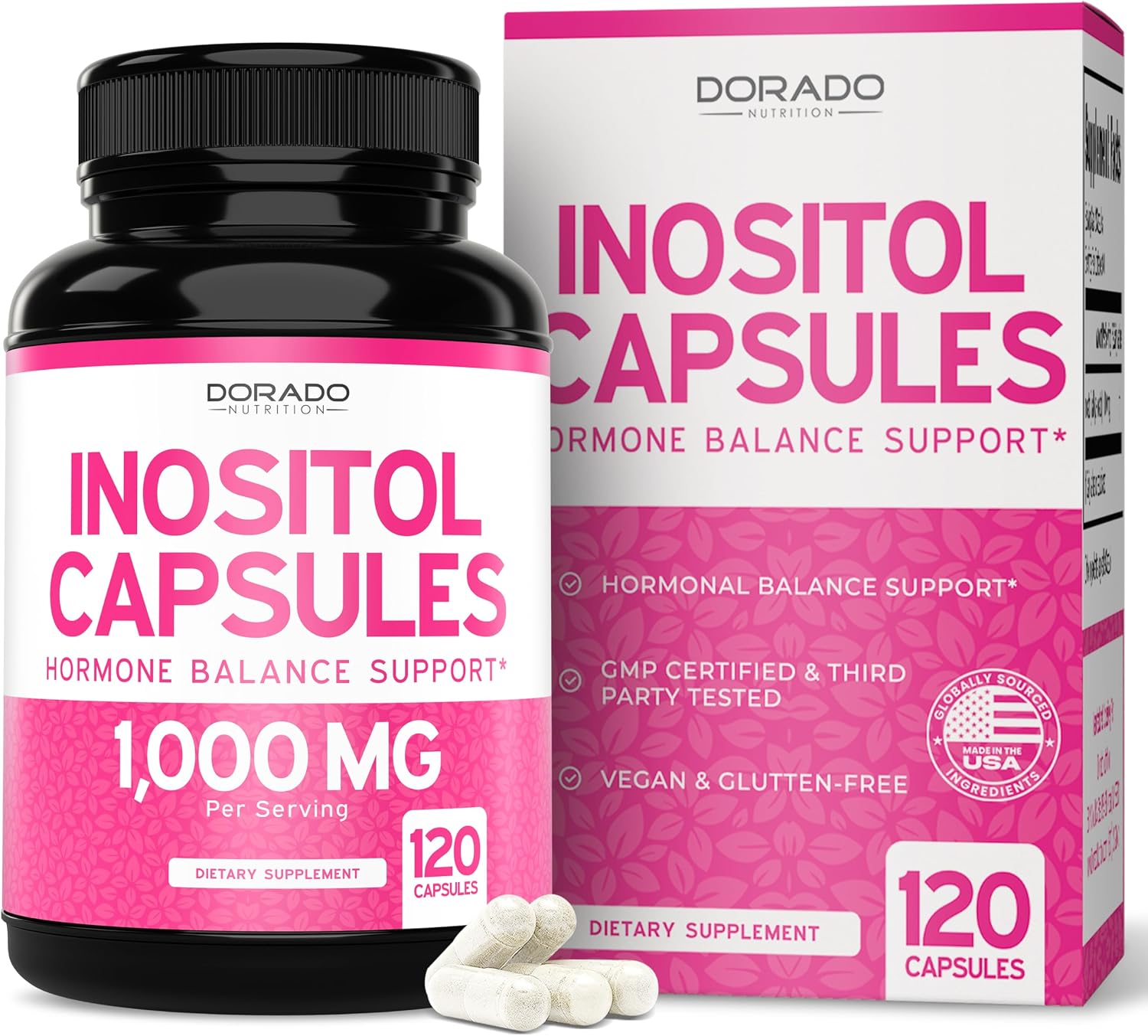 Myo-Inositol 1000mg Capsules – Hormone Balance Support – 120 Count - görsel 1
