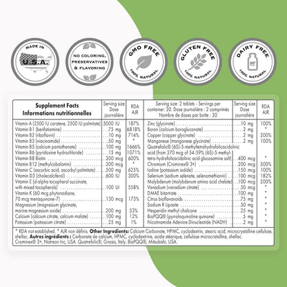 SuperSmart Daily 2 Timed Release (Advanced Complex) - Patented 32-in-1 Multivitamin Formula - Non-GMO & Gluten-free - 60 Tablets