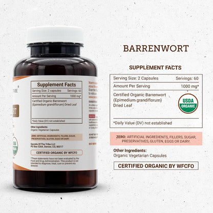 Secrets of the Tribe Organic Barrenwort 120 Capsules