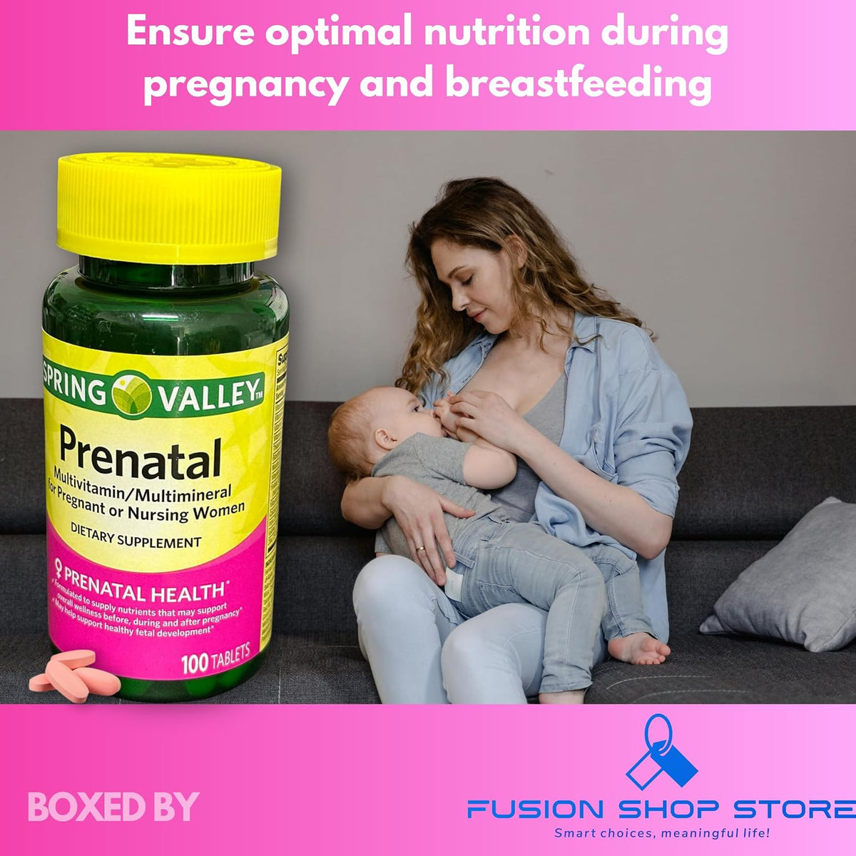 Fusion Shop Store Prenatal Vitamins - Multivitamin for Pregnant & Breastfeeding Women, 100 Tablets - görsel 4