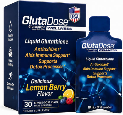 Liquid Glutathione Supplement with Zinc & Acerola – Lemon Berry Sachets – 30 Packets