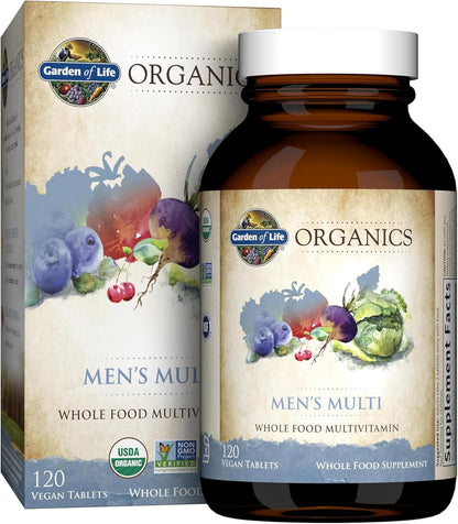 Garden of Life Organics Men’s Multivitamin with Prostate Support, B12 & Vitamins – Vegan Daily Whole Food Multivitamin, Non-GMO, Certified Organic, 60 Tablets