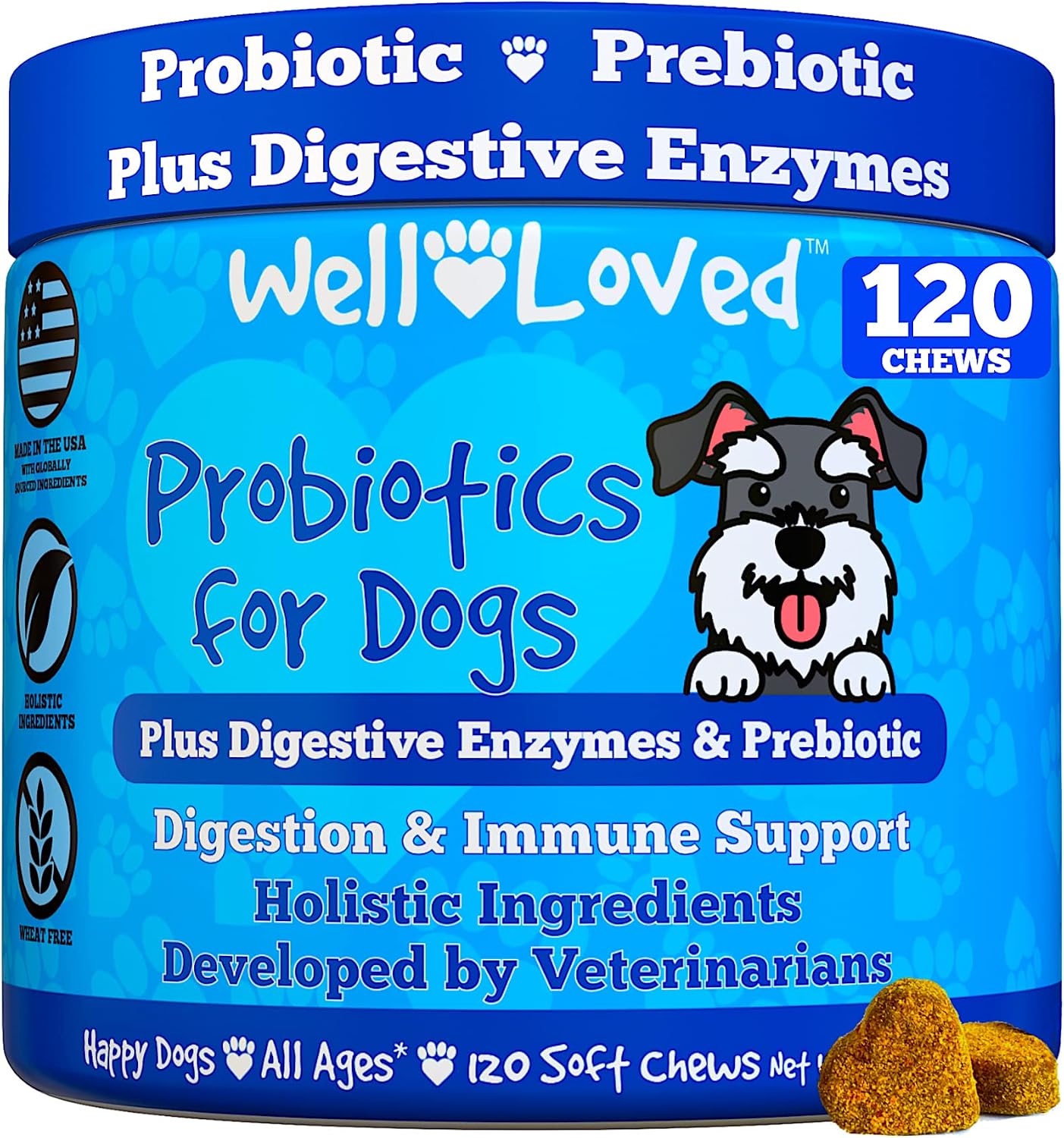 Well Loved Probiotics for Dogs – Soft Chews with Prebiotics and Digestive Enzymes - görsel 1