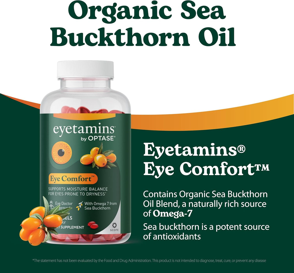 eyetamins Eye Comfort - Omega-7 Supplement with Sea Buckthorn Oil - 60 Softgels - görsel 4