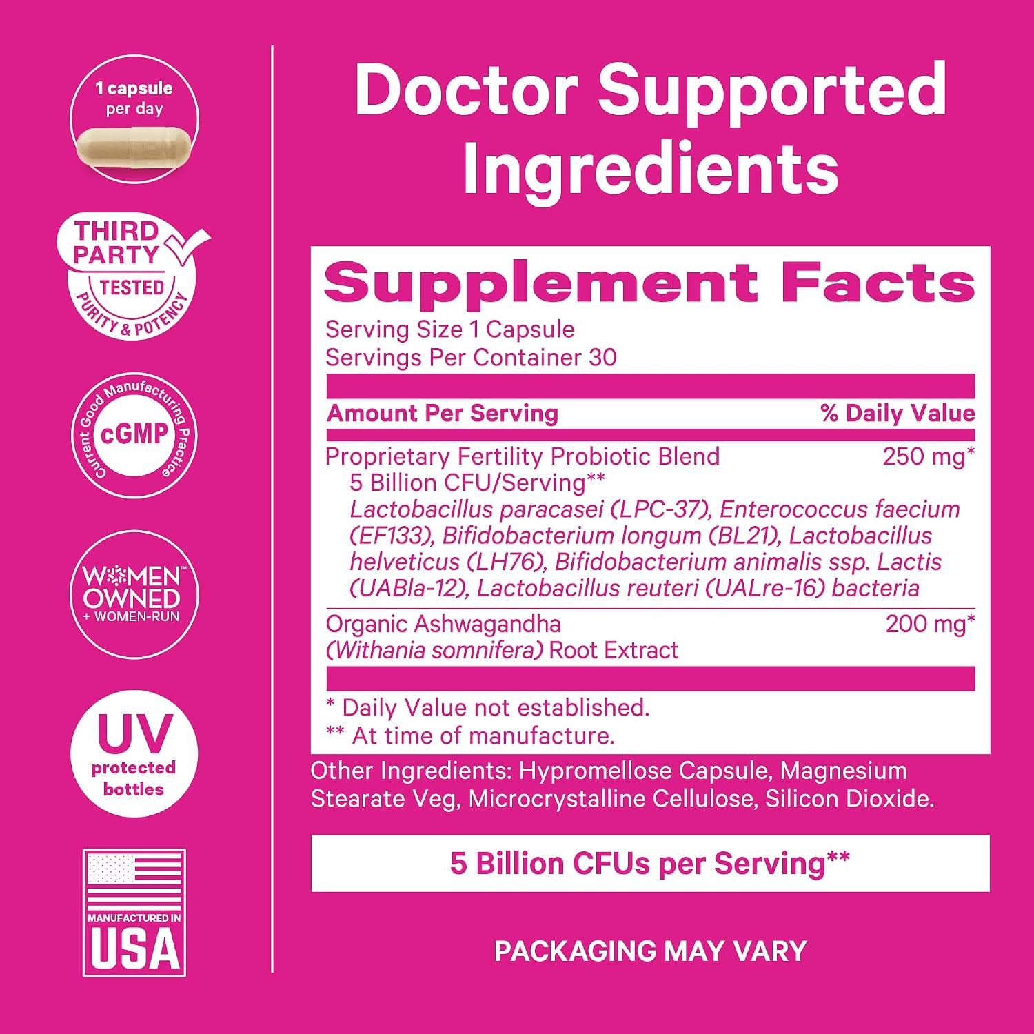 Pink Stork Fertility Support Probiotics with Ashwagandha – 30 Capsules - görsel 4