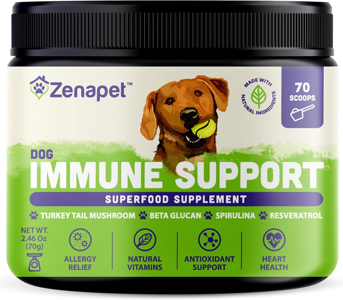ZENAPET Dog Immune Support Premium Powder Topper – Turkey Tail, Spirulina & Beta-Glucan - görsel 10