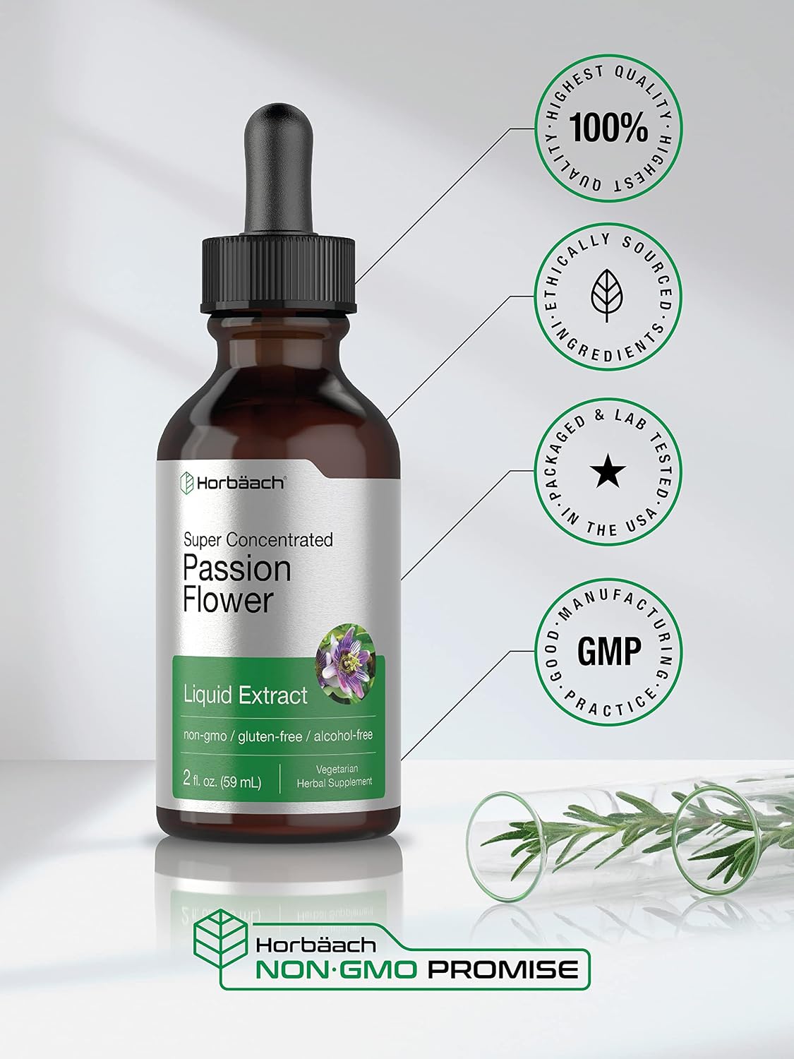 Horbäach Passion Flower Tincture | Alcohol-Free Liquid Extract | 60 ml - görsel 5