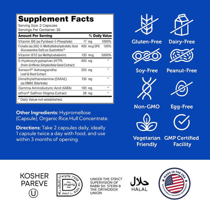 Zahler Mastermind - Comprehensive Mood Formula - Supports Mood Relaxation and Mental Balance - 60 Capsules